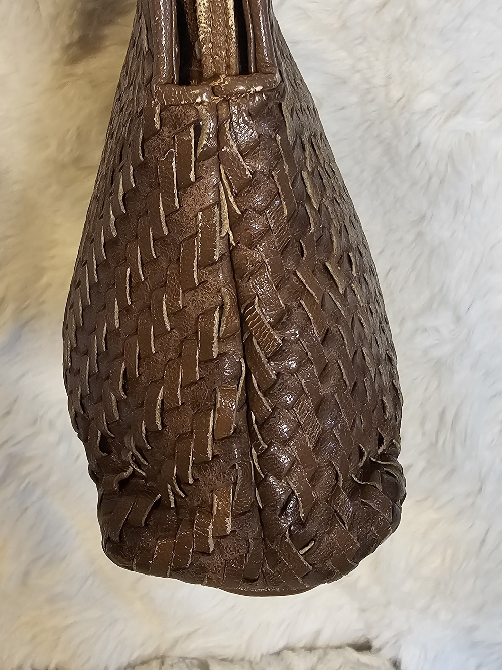Fendi Brown Woven Leather Crossbody. Vintage Bag With COA - Picture 5 of 16